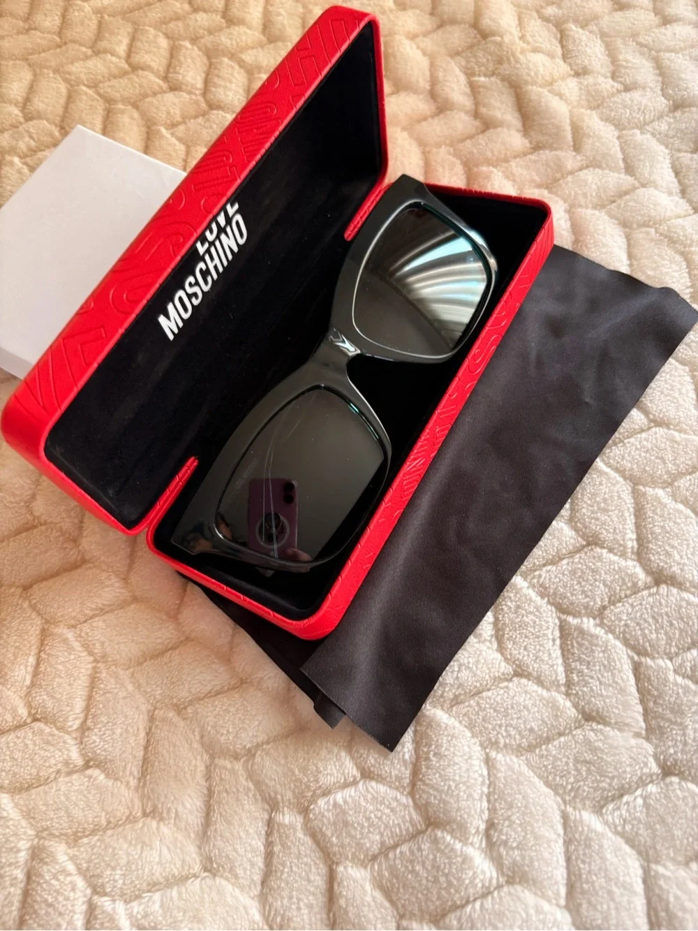 Love Moschino  Green Sunglasses with Red Hard Case